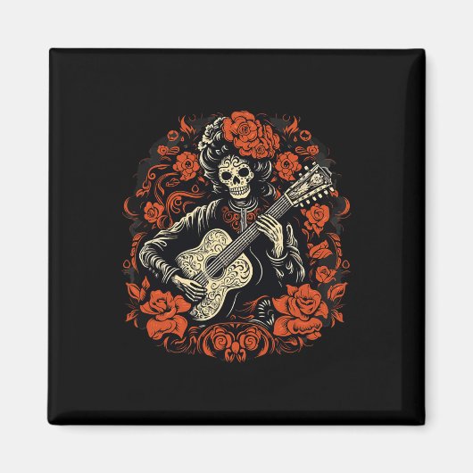 De los Muertos Dag van het Dode Halloween Skelet Magneet (Voorkant)