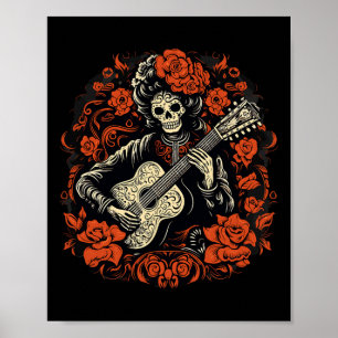 De los Muertos Dag van het Dode Halloween Skelet Poster