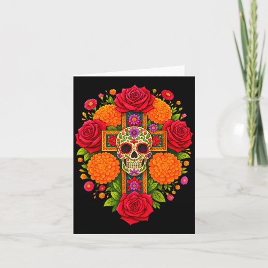 De Los Muertos Day Of The Dead Sugar Skull Christi Kaart (Voorkant)
