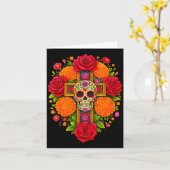 De Los Muertos Day Of The Dead Sugar Skull Christi Kaart (Gele Bloem)