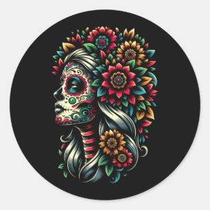 De Los Muertos La Catrina Dag Van De Overheid Ronde Sticker