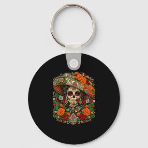 De los muertos la catrina Mexicaanse suikerschedel Sleutelhanger