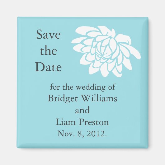 De Lotus Flower Save the Date Magnet (turquoise) (Voorkant)