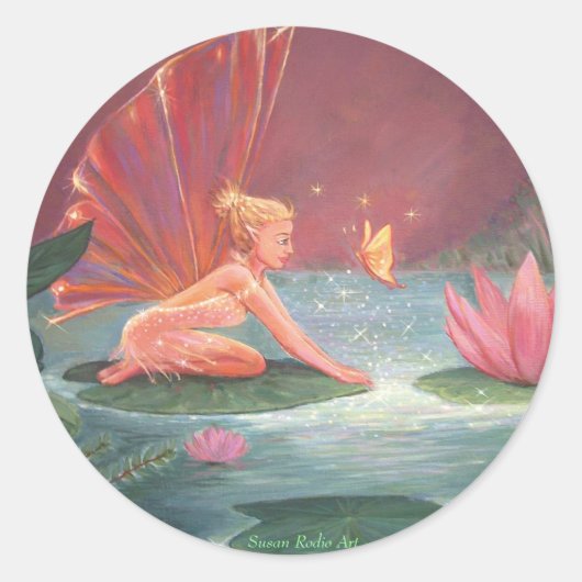 De Lotus Pond Fairy Ronde Sticker (Voorkant)