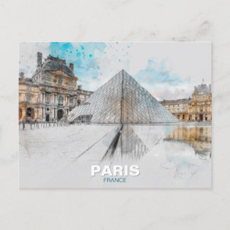 De Louvre Parijs Ansichtkaart – Vintage Retro Reiz Briefkaart