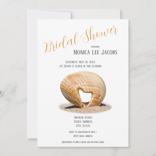 De Love Heart Schelp, Bruidsfeest Uitnodiging (Voorkant)