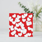 De 'Love'-kaart, rood met veel witte harten (Staand voorkant)