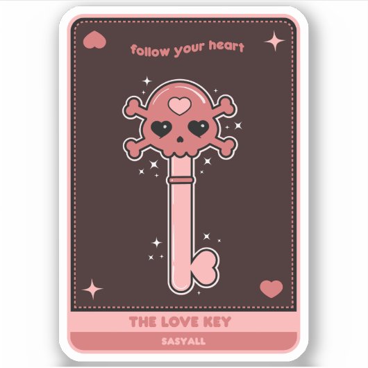 De Love Key Kaart Sticker (Voorkant)