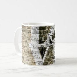 De LOVE MUG Nuetrale Bakstenen Urban Graffiti Koffiemok