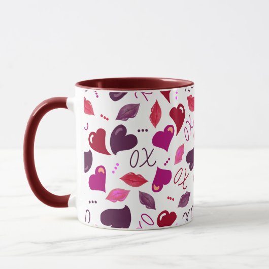 De Love Mug! Valentijnsharten, Lippen, XOs Mok (Links)