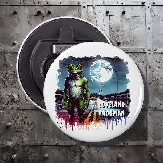 De Loveland Frogman | Ohio Cryptid Button Flesopener