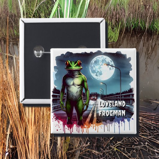 De Loveland Frogman | Ohio Cryptid Vierkante Button 5,1 Cm