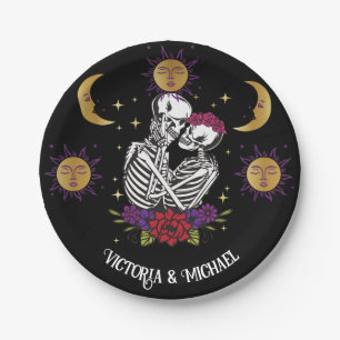 De Lovers Skeleton Couple Gothic Tarot Papieren Bordje