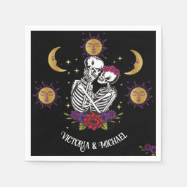 De Lovers Skeleton Couple Gothic Tarot Servet