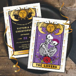 De Lovers Skeleton Couple Gothic Wedding Tarot Kaart