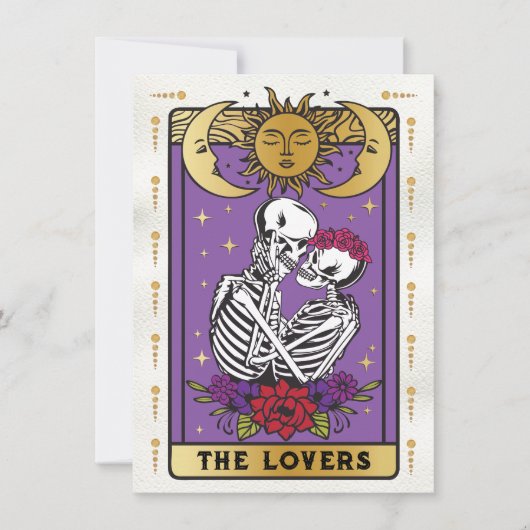 De Lovers Skeleton Couple Gothic Wedding Tarot Kaart (Voorkant)