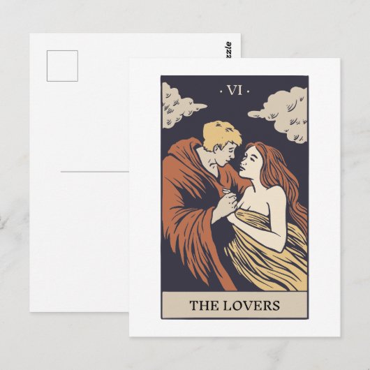 De Lovers Tarot Briefkaart (Voorkant / Achterkant)