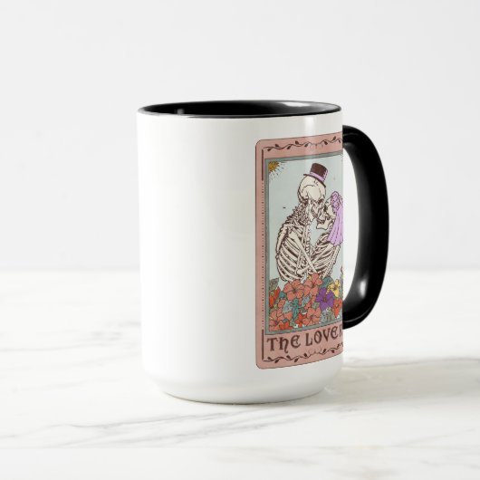 De Lovers Tarot Card Funny Skeleton Couple Tarot Mok (Voorkant rechts)