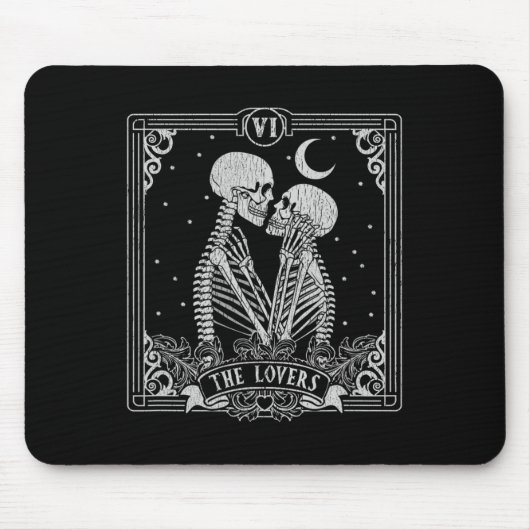 De Lovers Tarot Card Skeleton Valentijnse Halowee Muismat (Voorkant)