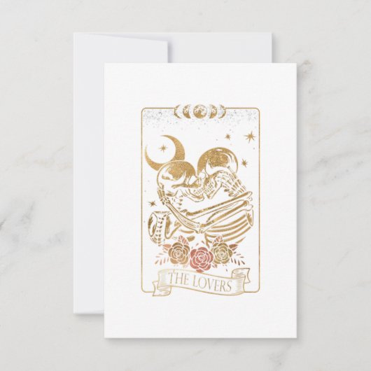De Lovers Tarot Card  Skull Halloween Gothic RSVP Kaartje (Voorkant)