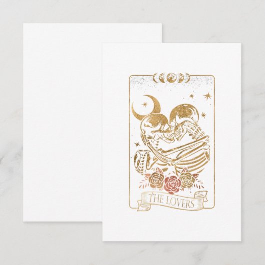De Lovers Tarot Card  Skull Halloween Gothic RSVP Kaartje (Voorkant / Achterkant)