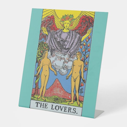 De Lovers Tarot Card Tarots Leading Reclamebord Met Voetstuk (Voorkant)
