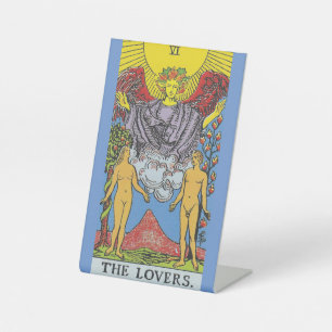 De Lovers Tarot Card Tarots Leading Reclamebord Met Voetstuk