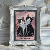 De Lovers Tarot Kaart met Schattigee katten Poster