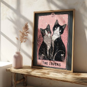 De Lovers Tarot Kaart met Schattigee katten Poster