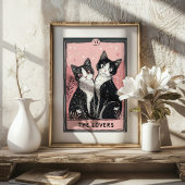 De Lovers Tarot Kaart met Schattigee katten Poster