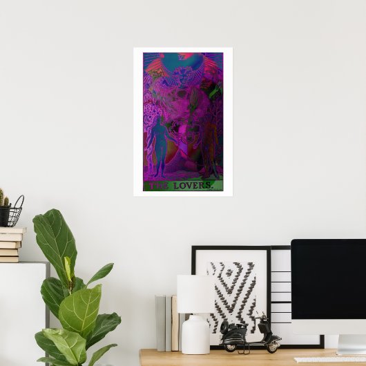 De Lovers Tarot Kaart Psychedelic Poster (Thuiskantoor)