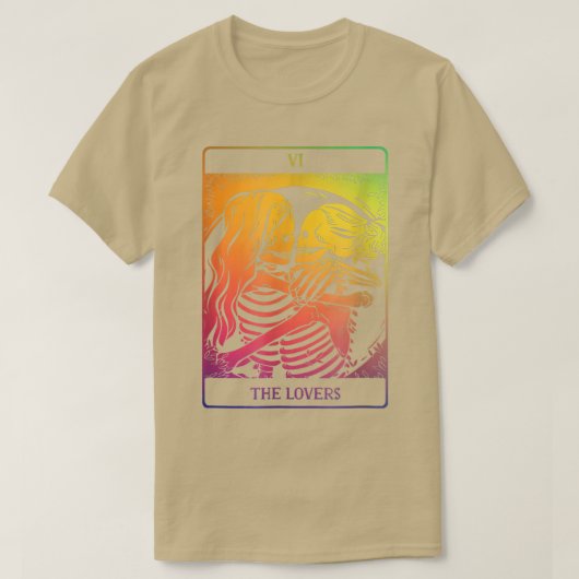 De Lovers Tarot Kaart Rainbow Occult Gothic Lesbia T-shirt (Design voorkant)