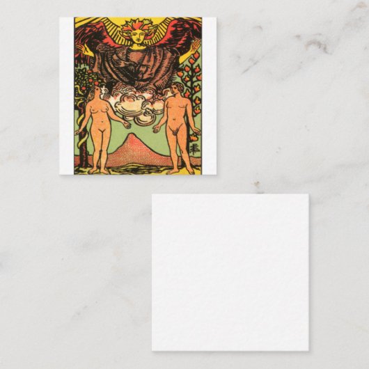 De Lovers Tarot-kaart Vierkante Visitekaartje (Voorkant / Achterkant)