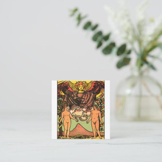 De Lovers Tarot-kaart Vierkante Visitekaartje (Staand voorkant)