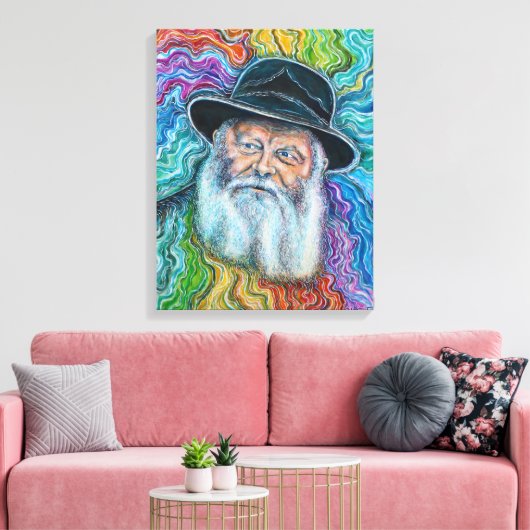 De Lubavitcher Rebbe Regenboog Canvas Afdruk (Insitu (Woonkamer))