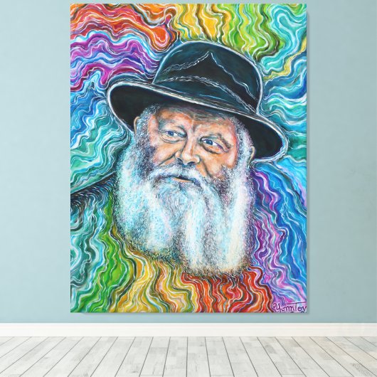 De Lubavitcher Rebbe Regenboog Canvas Afdruk (Insitu (Houten vloer))