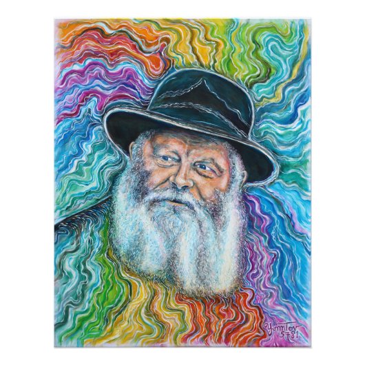 De Lubavitcher Rebbe Regenboog Foto Afdruk (Voorkant)