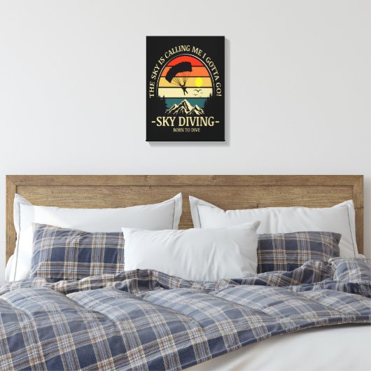 De lucht roept me Ik moet gaan skydiven Canvas Afdruk (Insitu (Slaapkamer))