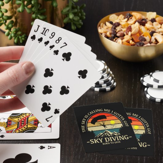De lucht roept me ik moet gaan skydiven pokerkaarten (Insitu)