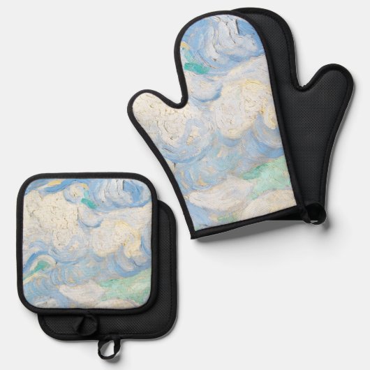 De luchtachtergrond van Van Gogh Ovenwant & Pannenlap Set (Voorkant / Achterkant)