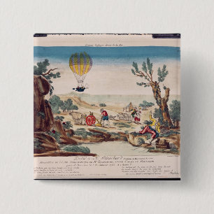 De luchtballon van Jean Pierre Blanchard Vierkante Button 5,1 Cm