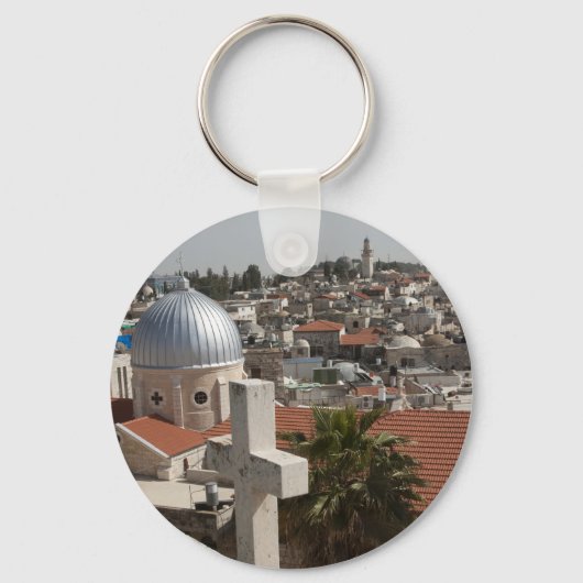 De luchtlijn van het oude Jeruzalem Sleutelhanger (Voorkant)