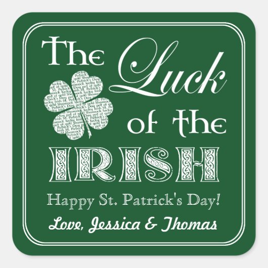 De Luck of the Irish St. Patrick's Day Vierkante Sticker (Voorkant)