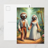 De luiaard bruid en bruidegom briefkaart (Voorkant / Achterkant)