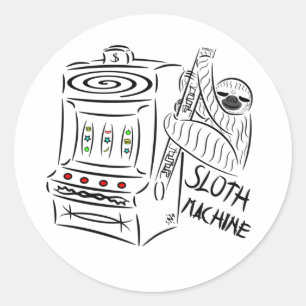 De luiaardmachine Funny Slot Machine Dier Punt Ronde Sticker