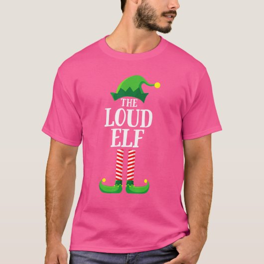 De luide Elf Matching Family Group kerstpajam T-shirt (Voorkant)