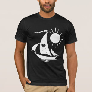 De luie Witte Zeilboot van de Muziek van het T-shirt