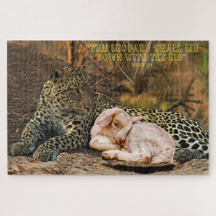 De luipaard moet liggen met de lamb-Isaiah 11 Legpuzzel