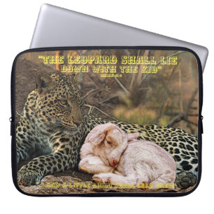 de "luipaard zal met het kind " Isaiah 11 liggen Laptop Sleeve