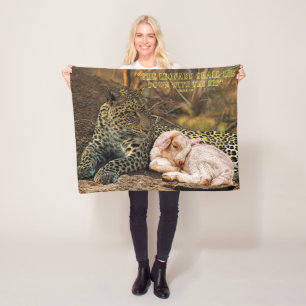 De luipaard zal met kind-Isaiah 11 liggen Fleece Deken
